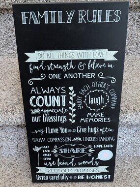 Haven of Love: The "Family Home Rules" Wall Decor Wood